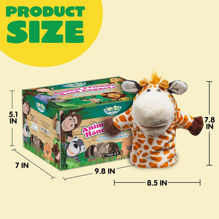 JOYIN Animal Friends Deluxe Kids Hand Puppets with Working Mouth (Pack of 6) for Imaginative Play, Toddler Animal Plush Toy, Birthday Gifts