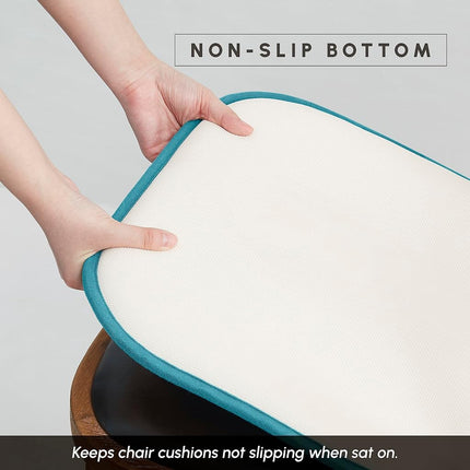 Elegant Comfort 4 Pack Chair Cushion Covers - Skid-Proof Rubber Backing - 16 x 16 Inch - Thick Dining Square Shape Seat Covers - Comfortable Textured Chair Pads with Ties - Honeycomb Pattern, Peacock