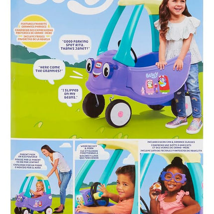Little Tikes Bluey Grannies Car Coupe - Comes with 2 Accessories, Bluey Foot-to-Floor Ride-On, for Boys and Girls Ages 1-5 Years