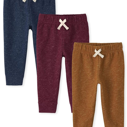 Pantalones deportivos para bebés y niños pequeños The Children's Place, azul/granate/naranja, paquete de 3, 3 años (paquete de 3)
