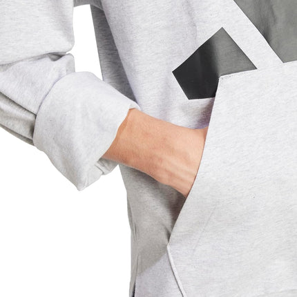 adidas Essentials Big Logo Single Jersey Sportswear Men's Hooded Sweatshirt, Light Grey Heather/Black, L