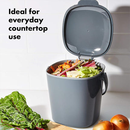 OXO Good Grips Easy-Clean Compost Bin - Charcoal - 0.75 Gal/2.83 L, Gray