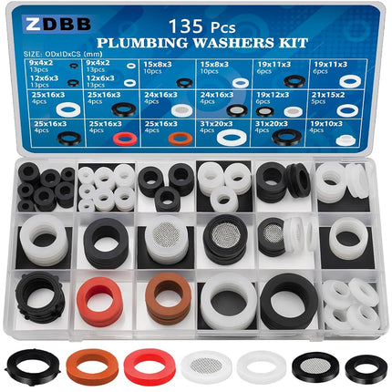 ZDBB 135 Pcs Flat Washer,Silicone and Nitrile Rubb