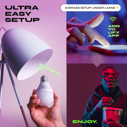 LIFX Color, A19 800 lumens, Wi-Fi Smart LED Light Bulb, Billions of Colors and Whites, No Bridge Required, Compatible with Alexa, Hey Google, HomeKit and Siri (2 Pack)