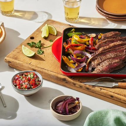Le Creuset Parrilla cuadrada de hierro fundido esmaltado, 24 cm, Oyster