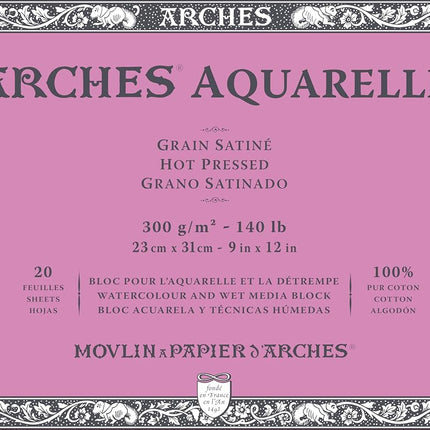 Arches Hot Pressed 300 GSM Watercolour Paper Block