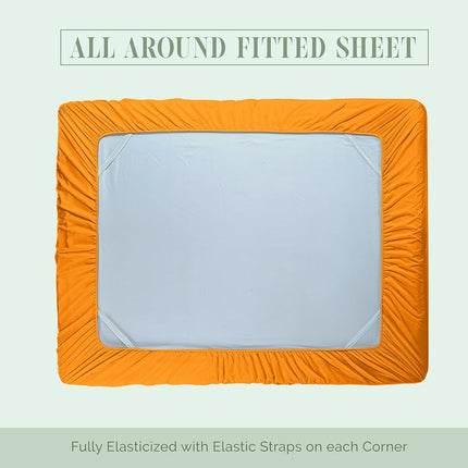 Elegant Comfort 1500 Premium Hotel Quality 18-24 Inches Deep - Extra Deep Pocket Single Fitted Sheet for High Mattress, Luxury and Softest, Smart Pocket - Wrinkle Free, California King, Orange