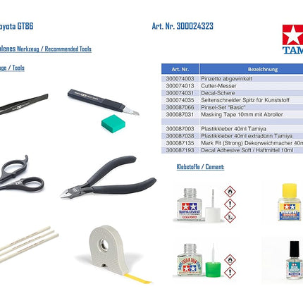 TAMIYA 300024323 Toyota GT86 Model Kit - Highly Detailed Model 1:24 Scale Moving Wheels and Steering 116 Pieces