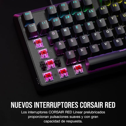 CORSAIR K70 CORE RGB Mechanical Wired Gaming Keyboard with Palmrest – Pre-Lubed MLX Red Linear Switches, SOCD, ABS Double-Shot Keycaps, Sound Dampening, Media Control Dial, QWERTY NA – Black