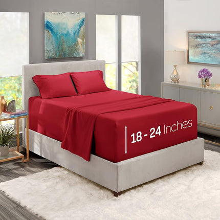 Nestl Twin Bed Sheet Set - Burgundy Red - 3-Piece 