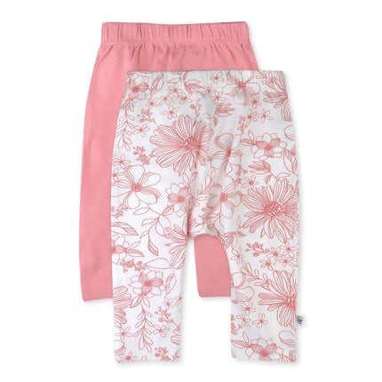 HonestBaby Multipack Harem Pants Roomy Fit Pull on Bottoms 100% Organic Cotton for Infant Baby Boys, Girls, Unisex, Sketchy Floral Pink, 6-9 Months