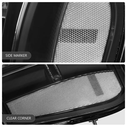 DNA MOTORING Pair Headlight Assembly Compatible With 07-13 GMC Sierra 1500/07-14 Sierra 2500 HD 3500 HD, Black/Clear, HL-OH-GMCSIE07-BK-CL1