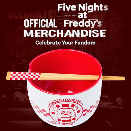 Silver Buffalo Five Nights at Freddy's Ceramic Ramen Bowl w Chopsticks 20oz
