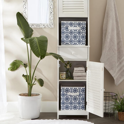 DII Non Woven Polyester, Scroll Storage Bin, Small, Nautical Blue
