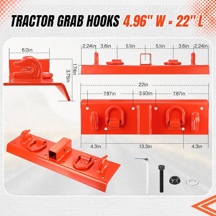 PULLAFUN Tractor Grab Hooks Heavy Duty Bolt On Compact Tractor Bucket Hooks 2" Receiver Compatible with John Deere 1025R 2320 2520 2720 2025R 2032R 2038R 3032E 4010 4100 4110 4115 (4100Z)