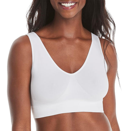 Hanes Women's Wireless, Cozy Full-Coverage Pullover, Seamless T-Shirt Bra, Opaque, White, 3X-Large