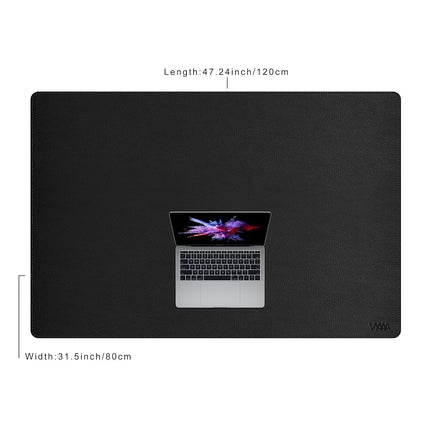 Vyaaa Leather Desk Mat, 160 x 80cm Dual Sided Leather Desk Pad Protector, Waterproof Extra Large Desk Mat, Large Mouse Pad，Desk Mats on top of Desks for Home or Office (Black)