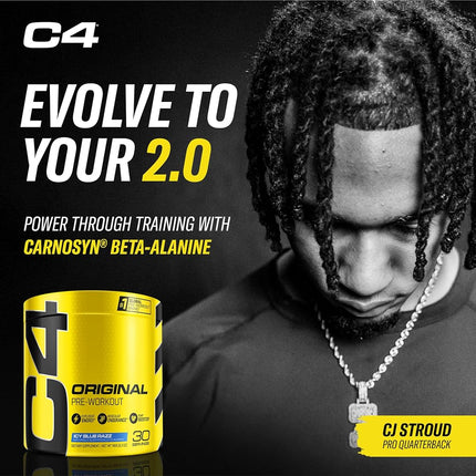 C4 Original Pre Workout Powder ICY Blue Razz - Vitamin C for Immune Support - Sugar Free Preworkout Energy for Men & Women - 150mg Caffeine plus Beta Alanine plus Creatine - 30 Servings