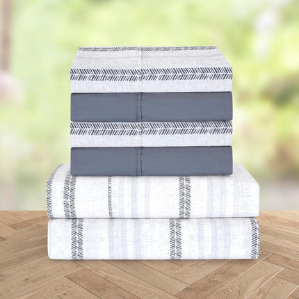 Elegant Comfort Softest and Coziest 4-Piece Sheet Set - 1500 Premium Hotel Quality Microfiber - Deep Pocket, Wrinkle Resistant 4-Piece Floral Bed Sheet Set, Twin XL, Traci Gray