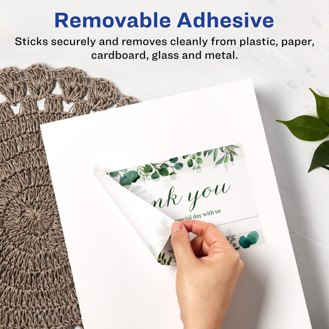Avery Matte White Removable Rectangle Labels with Sure Feed Technology, Print-to-The-Edge, 4.75" x 7.75", 200 Removable Labels, Laser/Inkjet Printable Labels