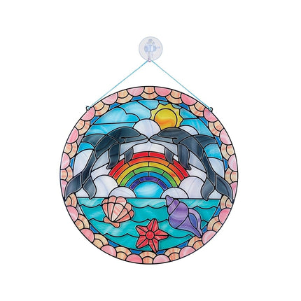 Melissa & Doug Stained Glass Made Easy Activity Kit, Arts and Crafts, Develops Problem Solving Skills, Dolphins, 180+ Stickers