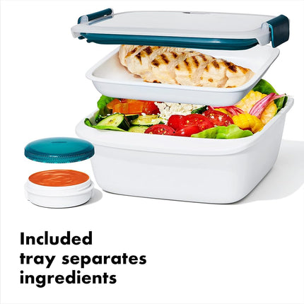 OXO Prep & Go Salad Container, 1.5 Litre / 6.3 Cups, 34 x 20 x 23 cm White