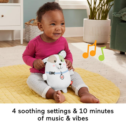 Fisher-Price Baby Plush Toy Calming Vibes Puppy Soother Portable Sound Machine for Newborns, HTJ68