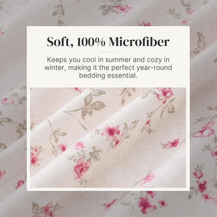 Modern Threads Printed 4-Piece Extra Soft Bedding Sheets & Pillowcase Set, Deep Pocket up to 16 inch Mattress Kashmir Rose Cal King