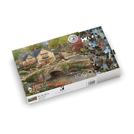 Buffalo Games - Silver Select - Thomas Kinkade - Summer in Cobblestone Village - 1000 Piece Jigsaw Puzzle for Adults -Challenging Puzzle Perfect for Game Nights - Finished Size is 26.75 x 19.75