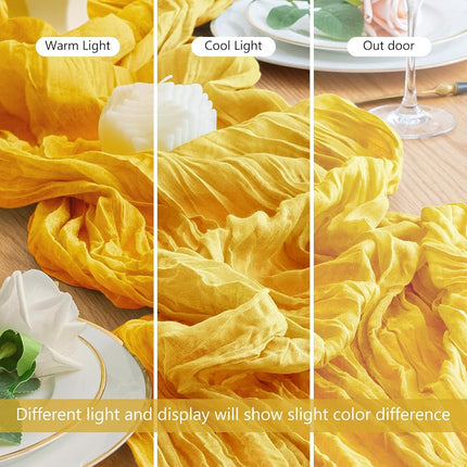 Wokceer Cheesecloth Table Runner Gold 10FT Boho Gauze Runner, 12 Pack
