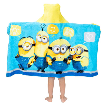 Despicable Me Minions Bath/Pool/Beach Soft Cotton Terry Hooded Towel Wrap, 24" x 50", by Franco Kids