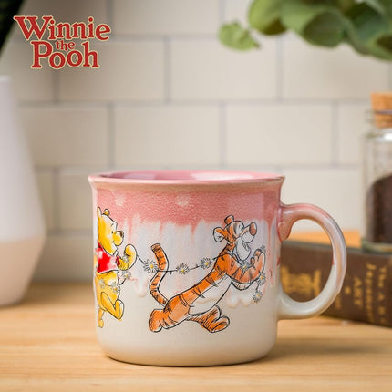 Silver Buffalo Winnie The Pooh Group Reactive Glaze Ceramic Camper Mug, 20 Ounces