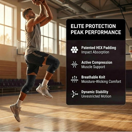 McDavid – 6446R – Knee compression sleeve – Hexpad – Unisex Adult – Knee pads sleeve – Prevents impact injuries – Very elastic – Indoor Sports – Basketball knee sleeve – (6446R)