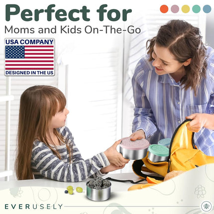 Everusely Stainless Steel Food Containers With Lids - Leakproof, Stackable Lunch and Snack Containers