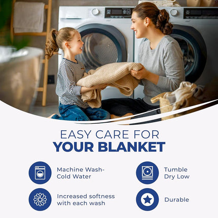 Superior 100% Cotton Thermal Blanket, Soft and Breathable Cotton for All Seasons, Bed Blanket and Oversized Throw Blanket with Luxurious Diamond Weave - Full/Queen Size, Merritt Blue