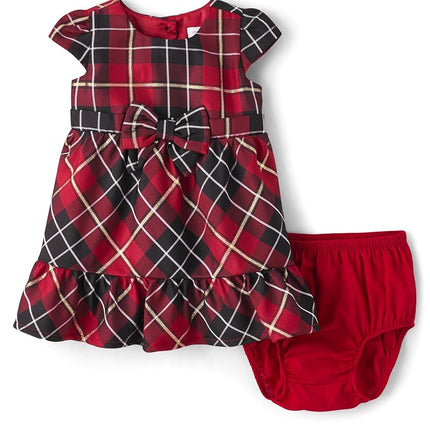 The Children's Place Baby-Girls and Newborn Holiday Dress, Red Plaid, 3-6 Months