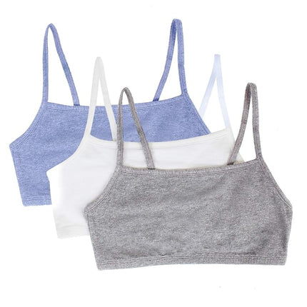 Fruit of the Loom Women's Sports Bra (Pack of 3), Heather Grey/White/Heather Blue, UK 14