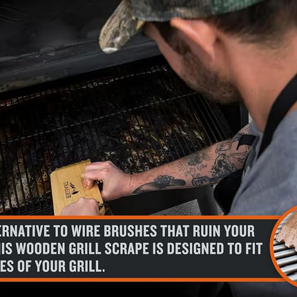 Traeger Grills BAC454 Wooden Grill Scraper – Solid Hardwood Grill Grate Cleaner, Compatible with Pro Series, Ironwood, and Timberline Grills, Safe Bristle-Free Grill Cleaning Accessory