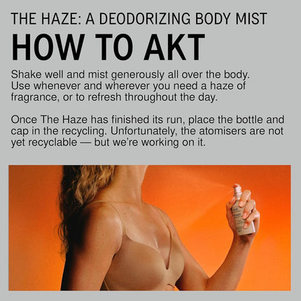 AKT The Haze, Natural Deodorising Body Mist | SC.02 AFTER THUNDER: cedar, eucalyptus, bitter orange | Alcohol-Free, Gender-Free | With Skin-Loving Niacinamide & Balancing Prebiotics, 100 mL