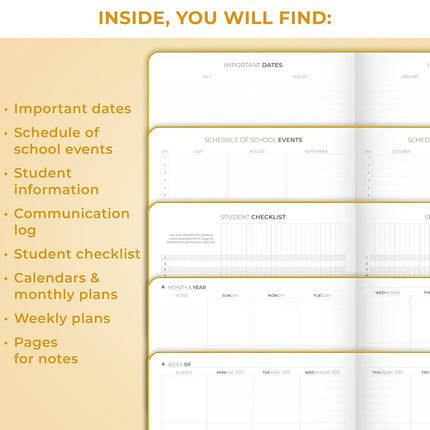 Clever Fox Teacher Planner – School Year Planner with Calendars & Lesson Plans – Book for Classroom & Homeschool Organization, A4 (Amber Yellow)