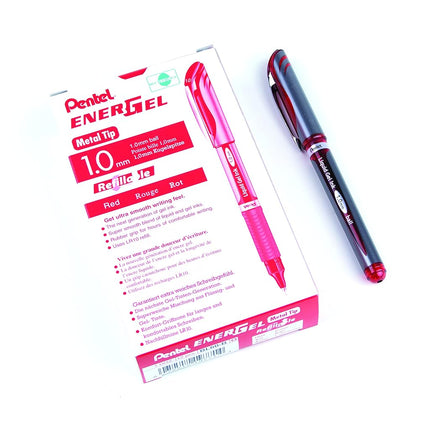 Pentel EnerGel Gel Pen with Cap, 1.0mm, Silver Bar