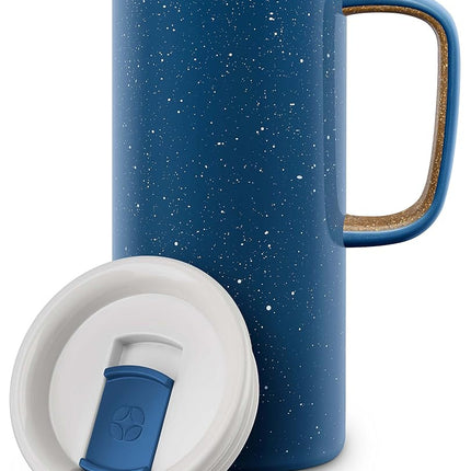 Taza de viaje Ello Campy con aislamiento al vacío, tapa deslizante a prueba de fugas y cómoda asa de transporte, perfecta para café o té, sin BPA, Avalon Sea, 18oz