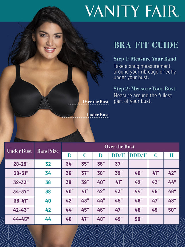 Vanity Fair Women's Beauty Back Full Figure Front Close Underwire Bra, White, 36DD