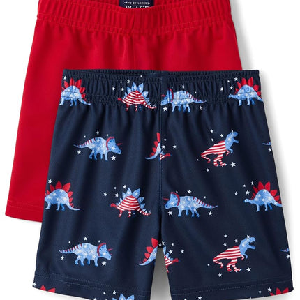 The Children's Place Baby Toddler Boys' Athletic Basketball Shorts, Americana 2-Pack, 6-9 Months