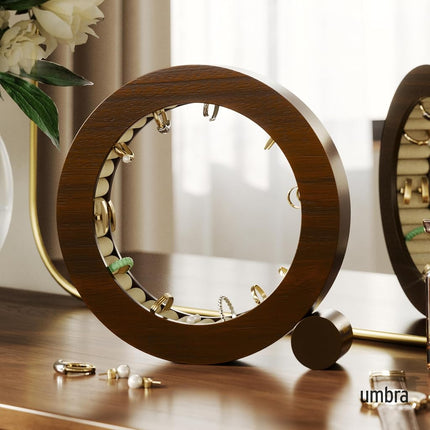 Umbra Ferris Jewelry Organizer, Wood Tray Holds 33 Rings, Walnut