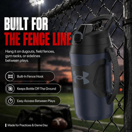 Under Armour Playmaker Sport Jug, Water Bottle with Handle, Foam Insulated & Leak Resistant, 64oz, Navy/Black