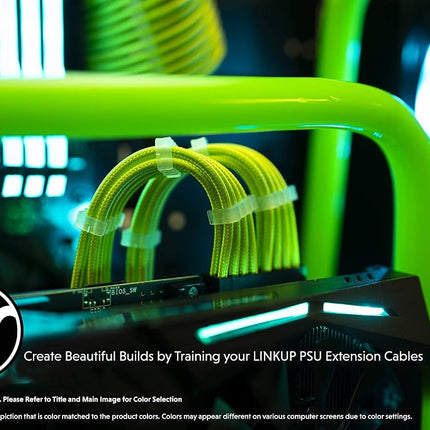 LINKUP - 30cm Super Soft and Flexible PSU Cable Extension Sleeved Custom Mod GPU PC Braided w/Comb Kit | 1 x 24 P (20+4) | 1 x 8 P (4+4) CPU | 2 x 8 P (6+2) GPU set | 300mm - BlackBlue