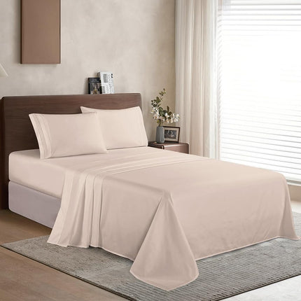 Elegant Comfort Coziest Bedding Set, All Around Elastic Fitted Sheet, Deep Pocket up to 16inch, Microfiber, Cream, Full