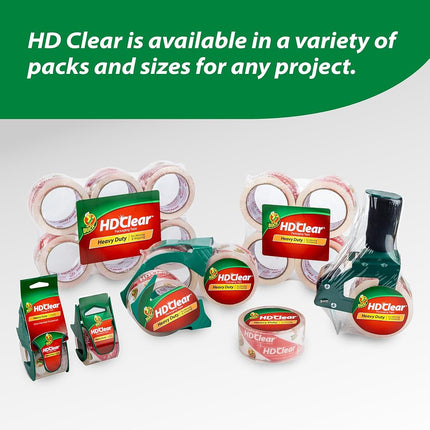 Duck Brand HD Clear Heavy Duty Packing Tape Refill for Moving, Shipping and Mailing, 3" Core, Clear, 1.88" x 54.6 yd, 12 Rolls (287733)