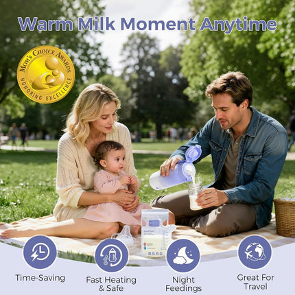 Portable Bottle Warmer for Travel, Dual Heating Modes for Breastmilk & Water Formula, Milk Warmer On The Go with Fast Heating & Long Battery Life, 10 Ounces Large Capacity